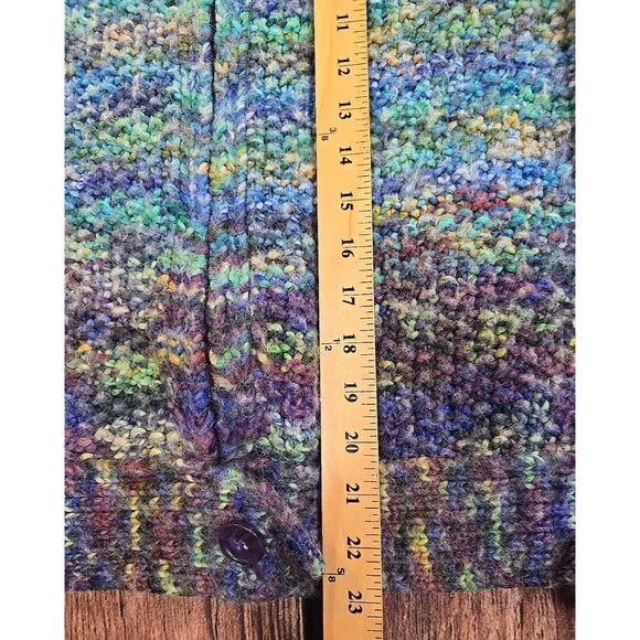 I.E. Relaxed Wool Blend Sweater Indie Art Chunky Knit Ombre Full Zip Women's L - Picture 3 of 13